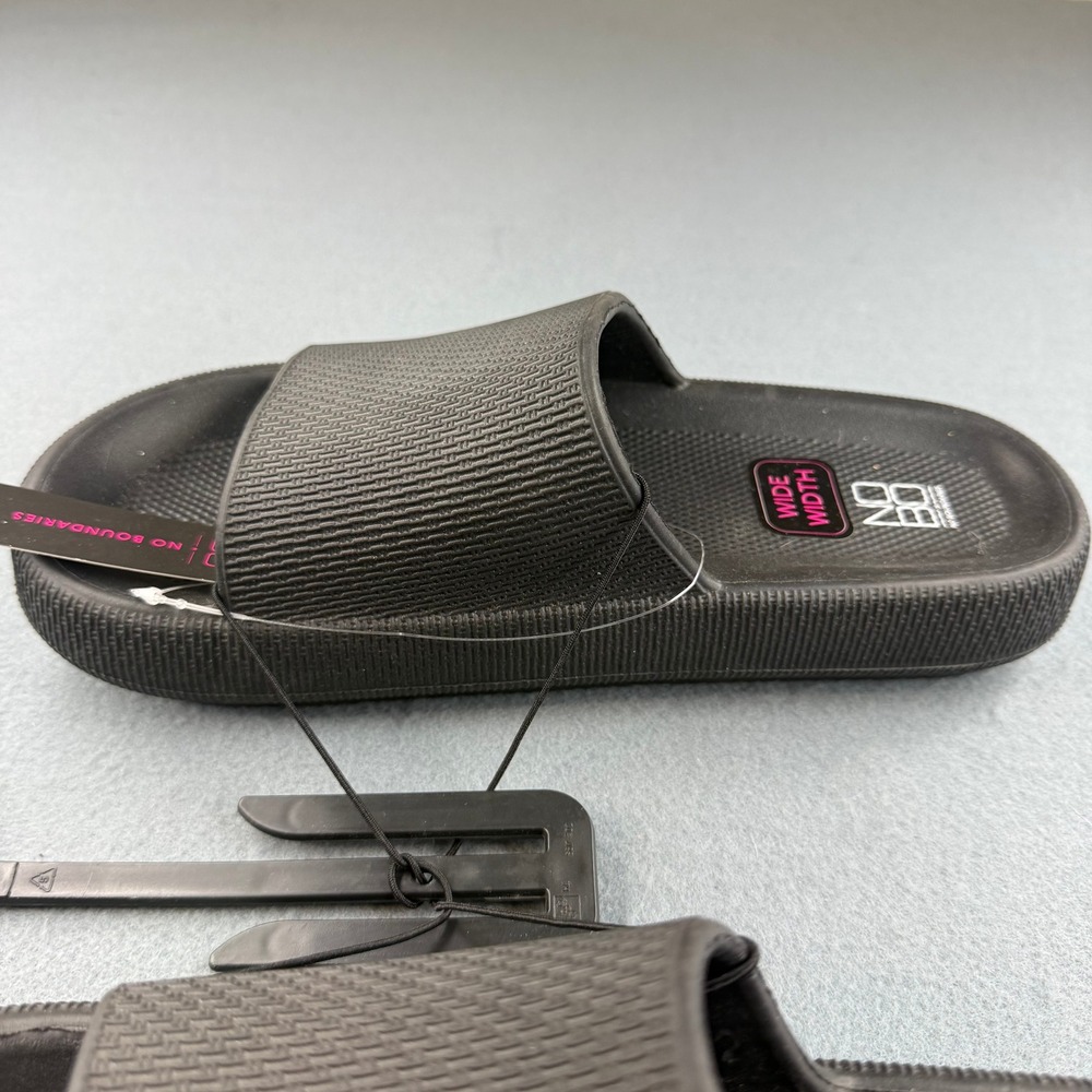 No Boundaries Slide Sandals Womens 8W Black Wide Width Textured Comfort‎ Foam - Picture 4 of 6